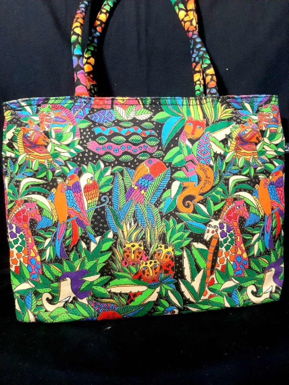 Large and Colorful LAUREL BURCH Canvas Tote Bag.
